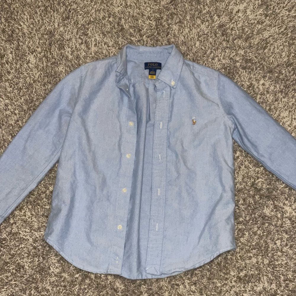Clean light blue Kids polo size 7 - Picture 2 of 4